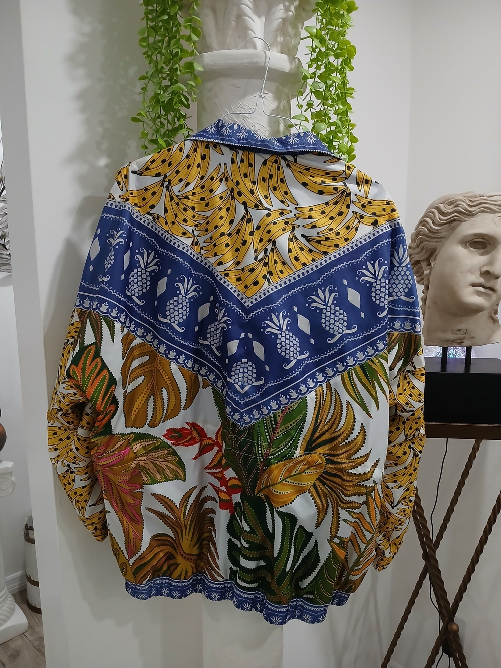 FARM Rio Blue, Yellow & Green Tropical Print Bomber Jacket - Picture 4 of 4